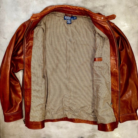POLO RALPH LAUREN Men's Leather Bomber Jacket - M - Picture 12 of 16